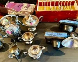 Vintage 35mm cameras, Silverplate Serving Pieces