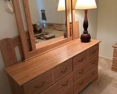 Bedroom set: Dresser, Two night stands, Headboard, Bed