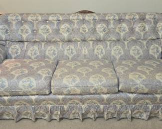 Light Blue Couch with Oak Trim