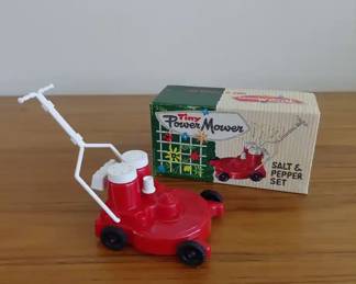 Vintage Tiny Power Mower Salt And Pepper Set