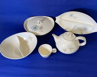 Adorable 1950s Vernonware Young In Heart Floral Tea Set And Serving Dishes