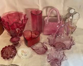 Pretty In Pink Glass Decor, Depression Era Pink Stemmed Glasses