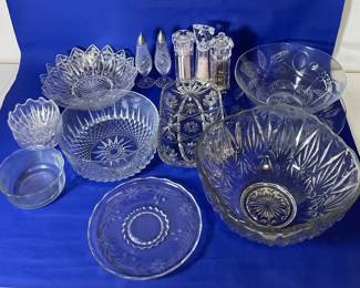 Crystal And Glass Bowls, Trays, Salt And Pepper Shakers