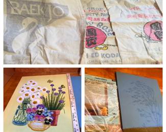 Crafter Project Lot  Cloth Rice Bags And Stitchery Finished And Works In Progress