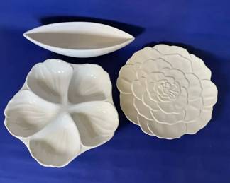 Studio Nova White Flower Serving Dishes, Oval Decorative Bowl