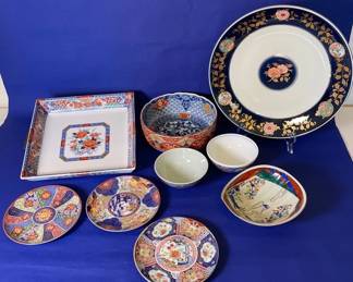 Beautiful Blue And Orange Japanese Dishes
