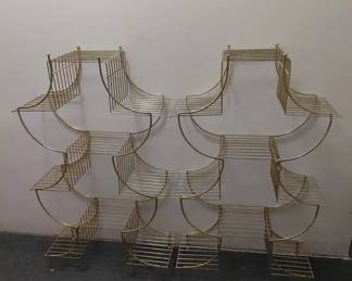 Chic MCM Gold Pagoda Plant Stand Pair