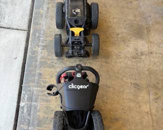 Two Collapsible Golf Club Push Carts
