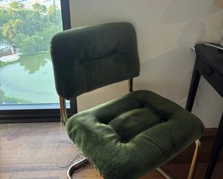 Vintage Green Velvet Cantilever Dining Chairs (Set of 2)
