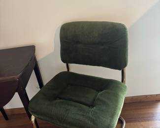 Vintage Green Velvet Cantilever Dining Chairs (Set of 2)