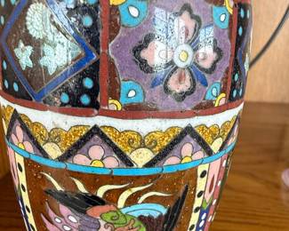 Antique Japanese Cloisonne Vase with Dragon and Phoenix Motif