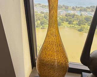 Empoli Amber Glass Vase with Internal Swirls