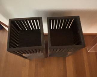 Pair of Mid-Century Modern Slatted Wooden Planters/Umbrella Stands