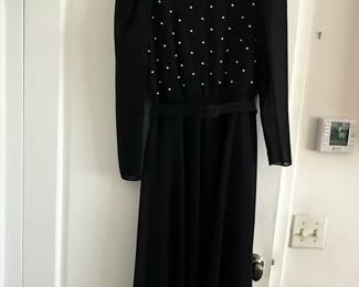 Vintage Black Pearl Embellished Sheath Dress