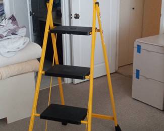 Yellow 4-Step Folding Step Stool Ladder with Tool Tray