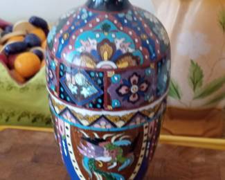 Antique Japanese Meiji Period Cloisonné Vase with Dragon Motif