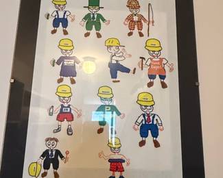 Framed Cartoon Art Print of "Morge" Characters - Community Helpers Theme