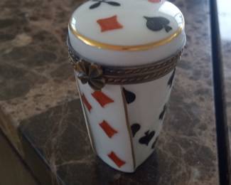 Limoges France Hinged Trinket Box - Playing Card Suits