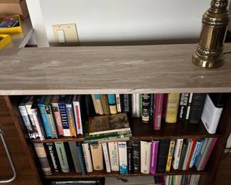 Marble Top Console Table with Bookshelf