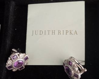 Judith Ripka Sterling Silver Amethyst Earrings