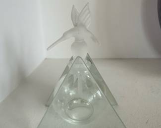Glass Hummingbird Tealight Holder