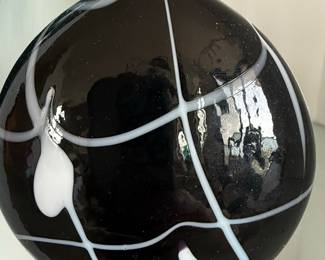 Black and White Swirl Art Glass Perfume Bottle
