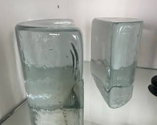 Blenko Glass Half Moon Bookends