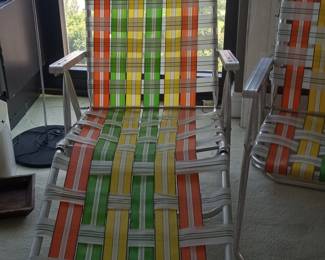 Vintage Aluminum Webbed Chaise Lounge Chair