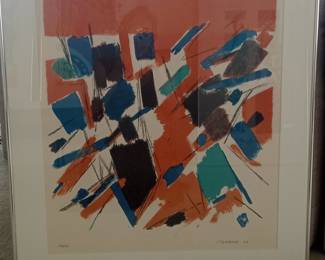 Abstract Lithograph by J. Germain, 1969