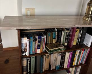 Marble Top Console Table with Bookshelf