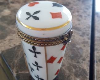 Limoges France Hinged Trinket Box - Playing Card Suits