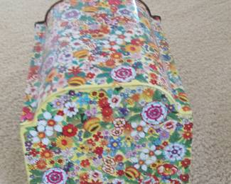 Vintage Floral Dome Top Tin Box - Made in England
