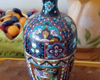 Antique Japanese Meiji Period Cloisonné Vase with Dragon Motif