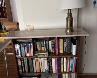 Marble Top Console Table with Bookshelf