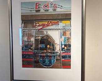 Ed's Easy Diner Watercolor Painting by B. McCombs - "Neon Sign, N.Y.C."