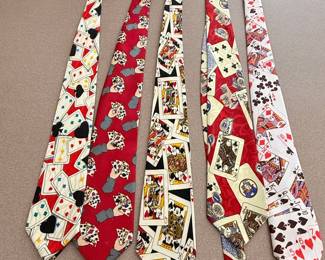 Playing Card Themed Silk Ties (Set of 5) - Including Disney Characters