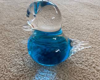 Vintage Swedish Blue Art Glass Bird Figurine