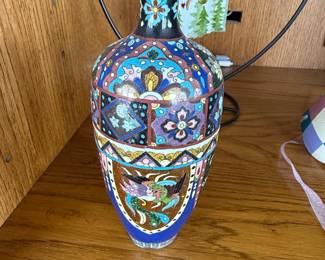 Vintage Chinese Cloisonné Vase with Dragon Motif
