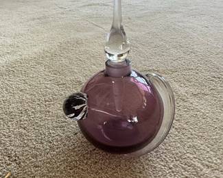Art Glass Perfume Bottle with Applied Orb Stopper