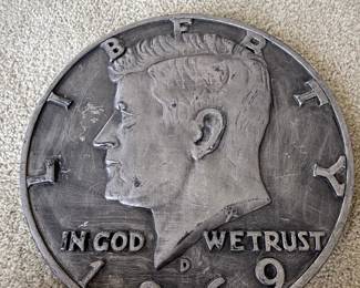 Large Scale 1969 Kennedy Half Dollar Replica Wall Decor