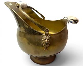 Brass Scuttle w Porcelain Handles, Made in Morocco