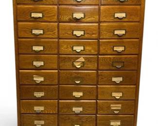 Antique 20Drawer Oak Filing Cabinet, Hobart Brothers Co.