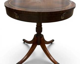 Round Wooden Side Table w Drawer