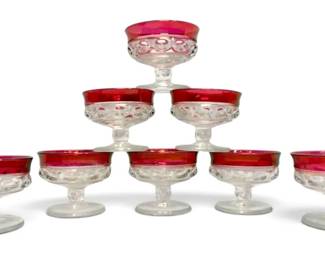 Tiffin Franciscan Ruby Flashed Sorbet Glasses  Kings Crown Pattern