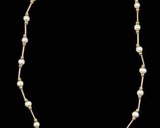 14k Gold and Pearl 18 Beaded Necklace 6g