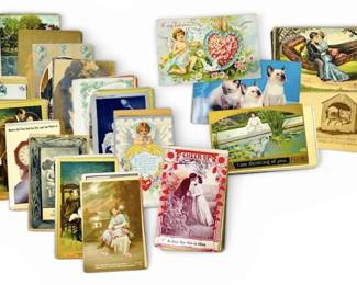 45 Vintage Postcards  Valentines, Cats,  More