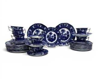 Burleigh Ware Blue Willow Tea Cups  Saucers