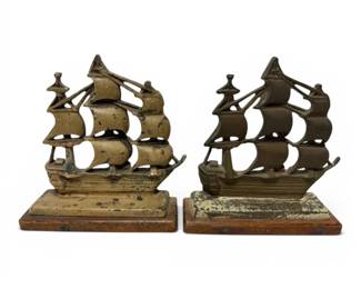 Cast Metal Sailing Ship Bookends