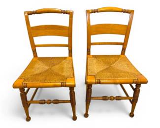 Ladder Back Wooden Chairs W Woven Rush Seats
