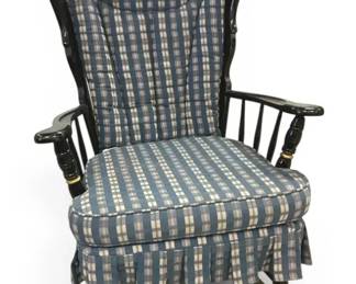 Black Wooden Rocking Chair with Country Plaid Cushions